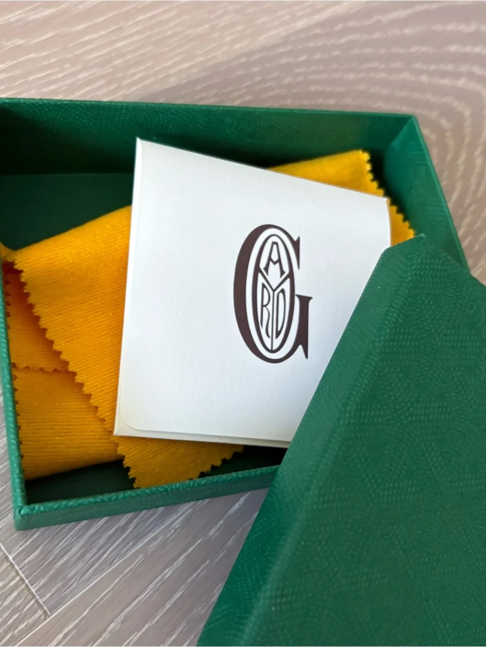 Goyard Green Wallet Gift Box with Yellow Cloth
